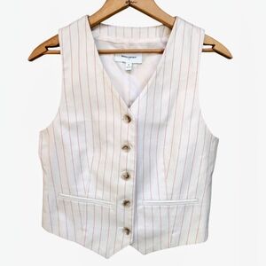 Banana Republic Beige Cream Red Stripe Thick Cotton Vest Women's Size 4